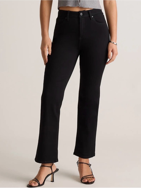 Quince Denim - Quince Bella Stretch High Rise Black Straight-Leg Jeans Organic Cotton Sz 27